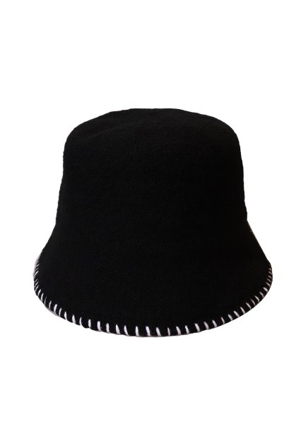 [unisex]STITCH WOOL BLACK BUCKET HAT