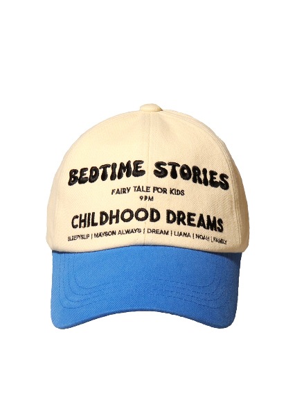 BEDTIME STORIES IVORY/BLUE BALL CAP